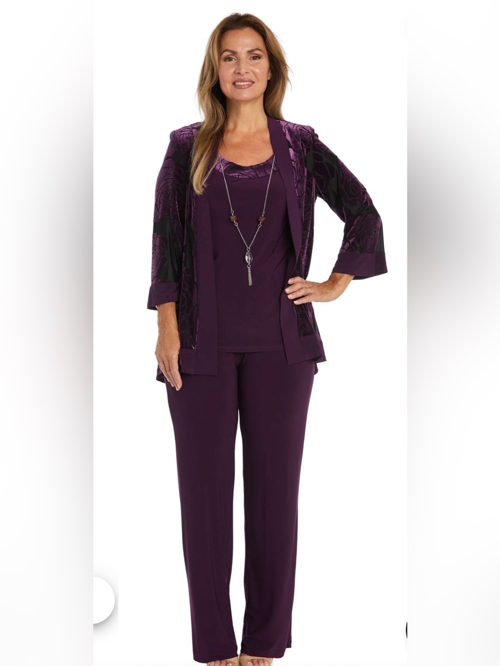 R&M Richard Plum Purple Velvet Burnout Jacket